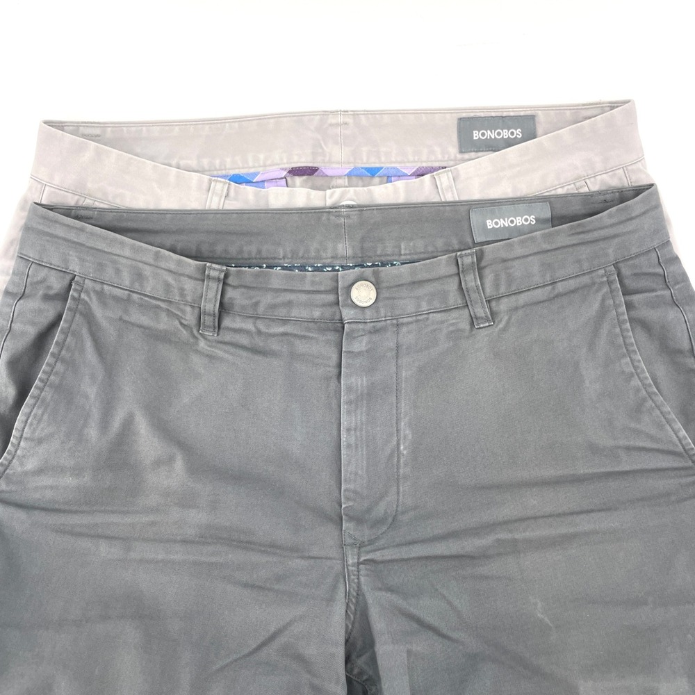 Bonobos‎ Mens Chino Pants Lot of 2 Straight Leg Grey Charcoal Size 34x32